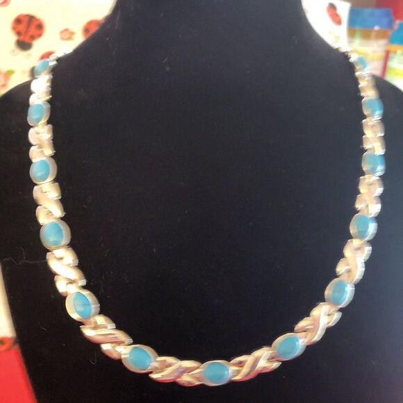 Blue Ridge Turquoise Magnetic Link Necklace and Bracelet set - Picture 2 of 6